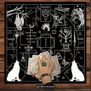 Fairy Core Tarot Cloth Large 29 X 29 White and Black NWT